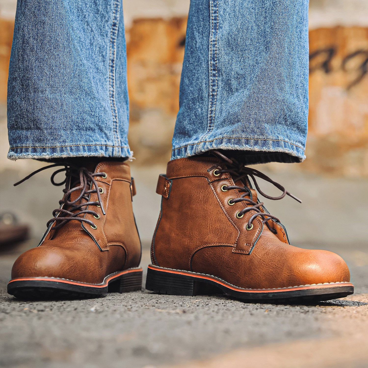 Men's Retro Lace-up Western Boots