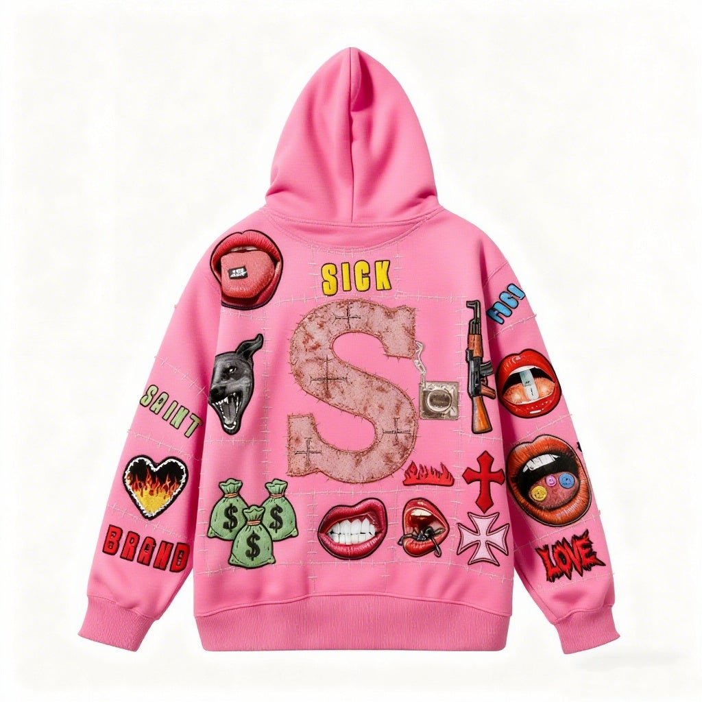 Men's Printed Long-sleeved Hooded Sweatshirt