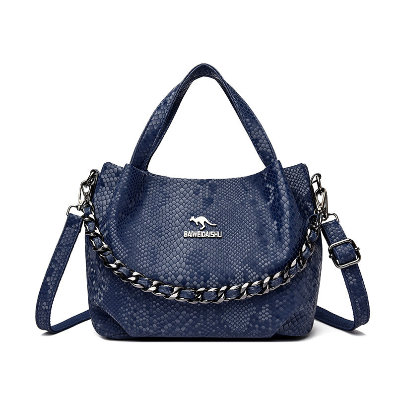 Niche Chain Versatile Genuine Leather Pleated Shoulder Bag